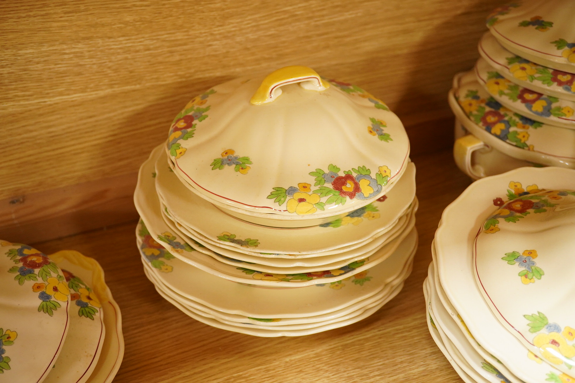 A large 19th century copper pan and fish kettle, largest 73cm in length